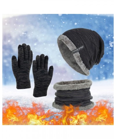 Winter Beanie Hats Scarf Gloves Set Neck Warmer Scarf and Touch Screen Gloves Set Fleece Skull Cap for Men Women B-navy $11.7...