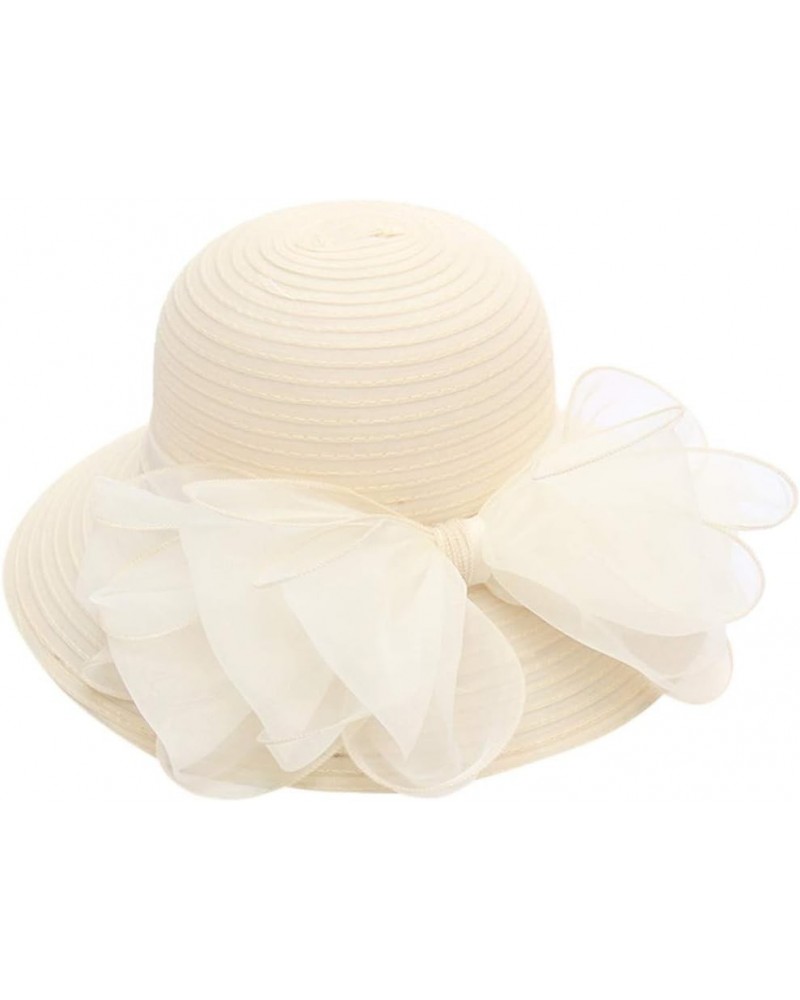 Women's Church Fascinator Bridal Tea Party Wedding Hat Running Hats Beige-10 $7.16 Sun Hats