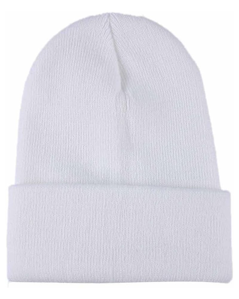 Knit Hat Cap Colorful Hat Slouchy Baggy Cap Winter Autumn Gifts Valentines Day White $5.61 Skullies & Beanies