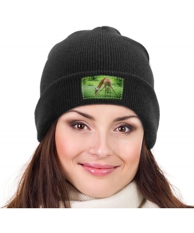 Knit Beanie Hat for Women Funny Giraffe Red Yellow Chunky Winter Slouchy Beanie Hats Ski Cap Black-funny Giraffe Green $10.66...