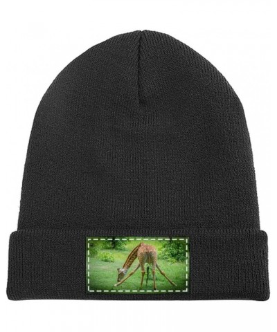 Knit Beanie Hat for Women Funny Giraffe Red Yellow Chunky Winter Slouchy Beanie Hats Ski Cap Black-funny Giraffe Green $10.66...