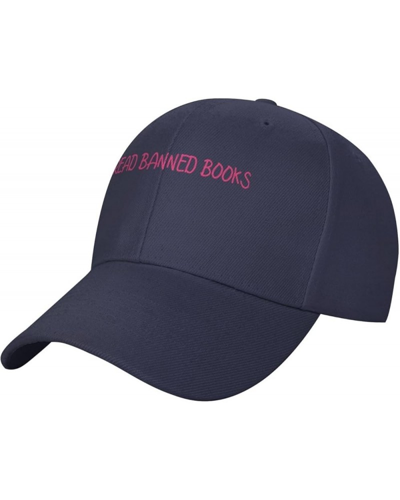 Men and Women Baseball Hats I Read Banned Books Classic Dad Hat Adjustable Casquette Cap Navy Blue $10.65 Baseball Caps