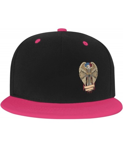 American Eagle Holding A Cross Snapback Hats for Men Women Hat Baseball Cap Flat Bill Visor White Hat Pink $10.84 Baseball Caps