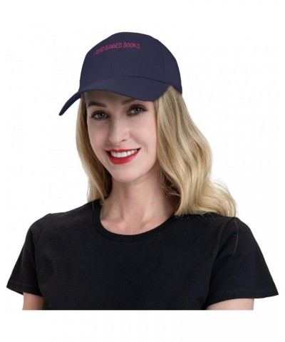 Men and Women Baseball Hats I Read Banned Books Classic Dad Hat Adjustable Casquette Cap Navy Blue $10.65 Baseball Caps