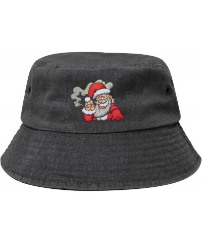 Cool Santa Claus Bucket Hat for Women Men Summer Travel Sun Hat Outdoor Cap Funny Bucket Hats Black $14.23 Bucket Hats