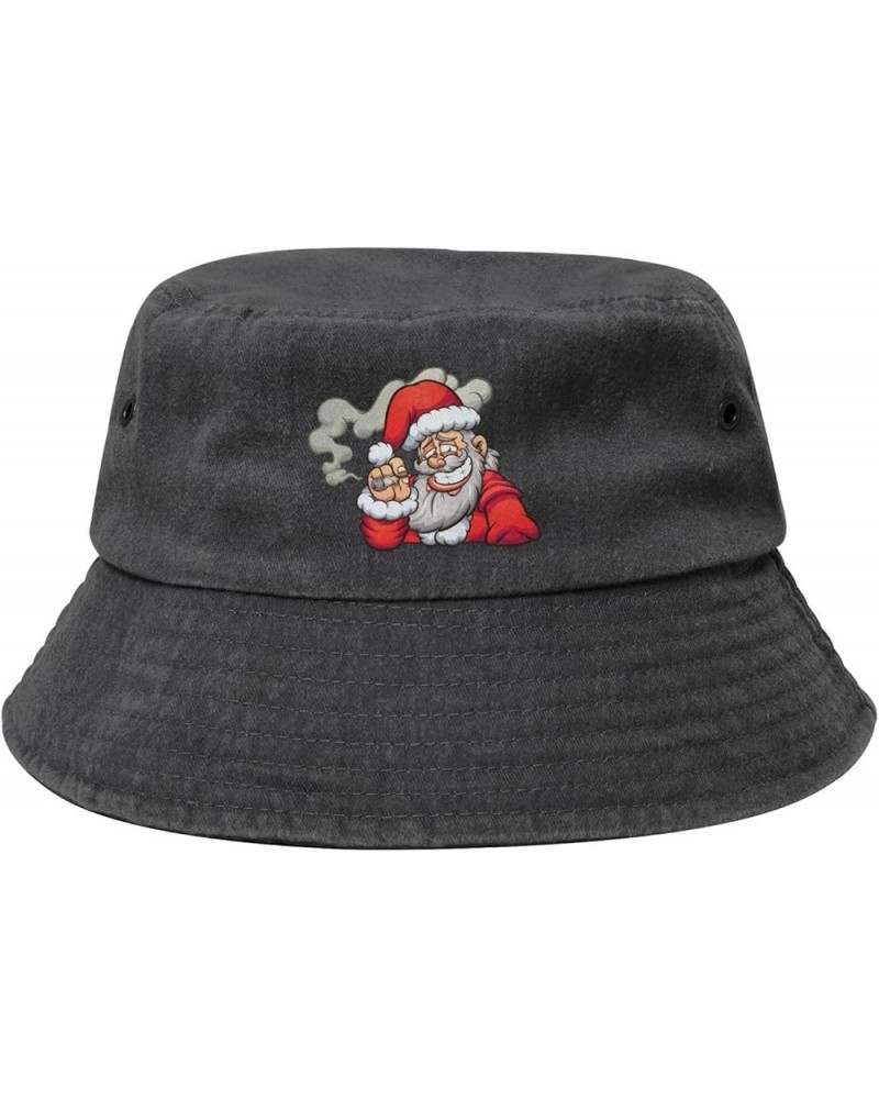 Cool Santa Claus Bucket Hat for Women Men Summer Travel Sun Hat Outdoor Cap Funny Bucket Hats Black $14.23 Bucket Hats