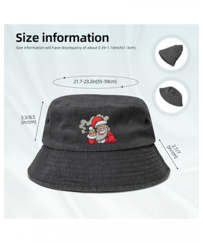 Cool Santa Claus Bucket Hat for Women Men Summer Travel Sun Hat Outdoor Cap Funny Bucket Hats Black $14.23 Bucket Hats