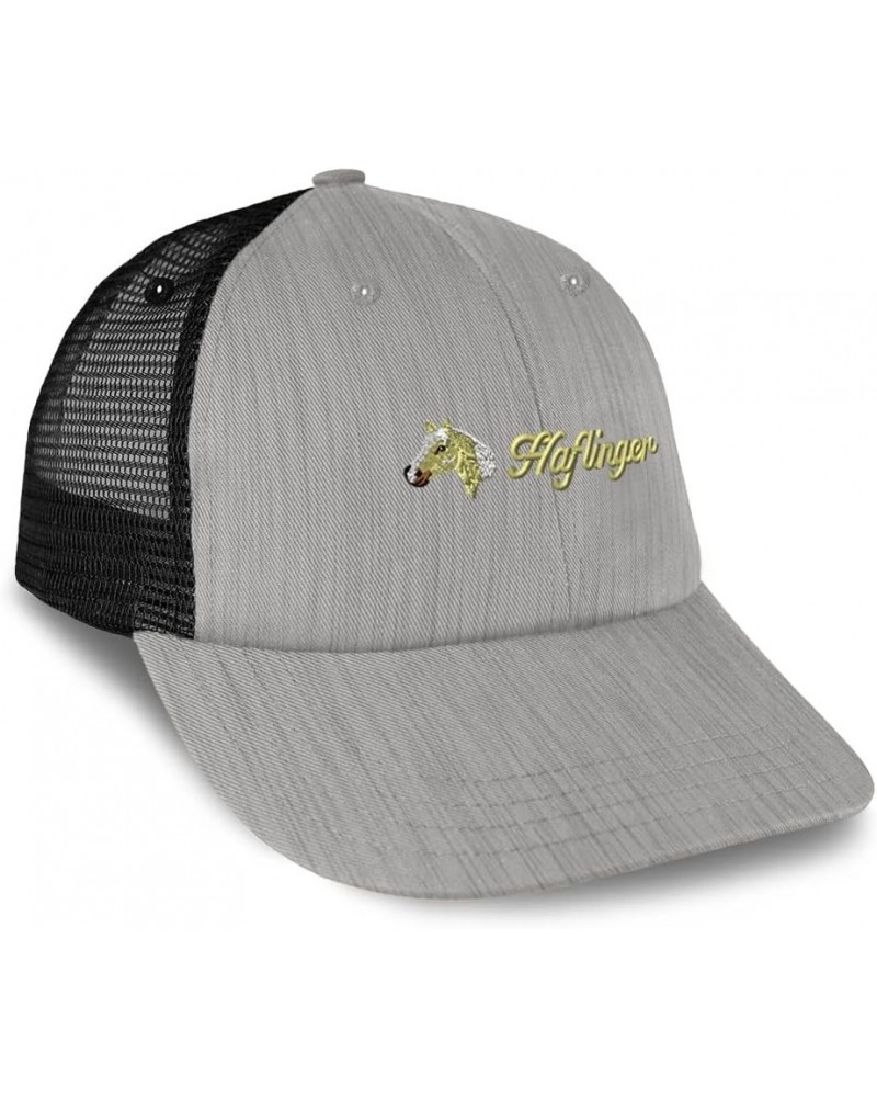 Custom Custom Trucker Hat Baseball Cap Haflinger Horses Pony Cotton Equestrian Dad Hats for Men & Women Heather Gray Black De...