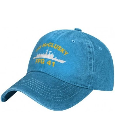 USS McClusky FFG 41 Flag Baseball Caps Denim Hats Cowboy Knit hat Fisherman's hat Blue $18.20 Baseball Caps