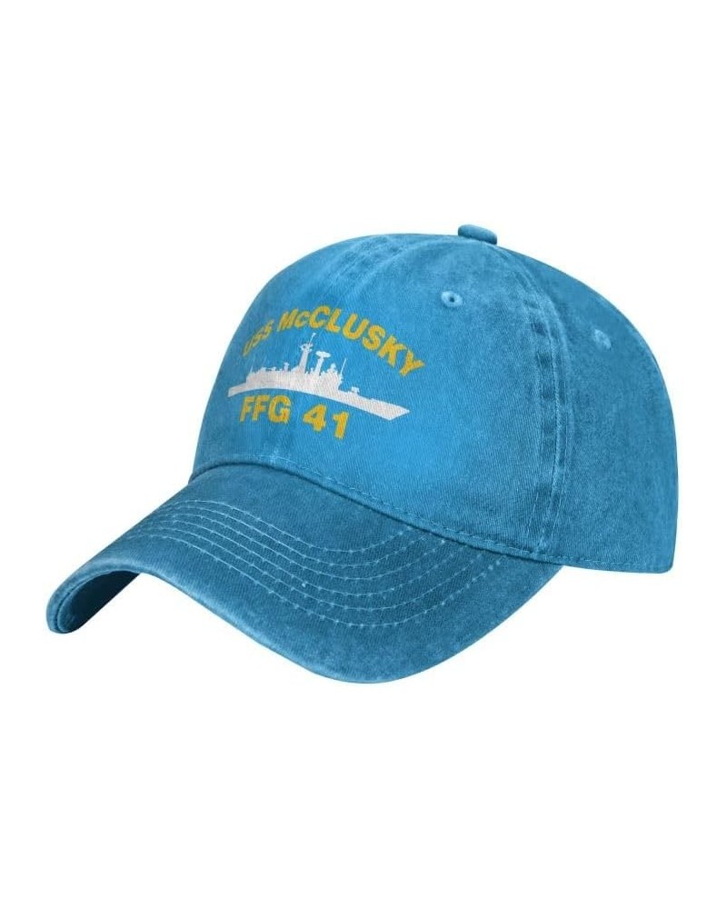 USS McClusky FFG 41 Flag Baseball Caps Denim Hats Cowboy Knit hat Fisherman's hat Blue $18.20 Baseball Caps