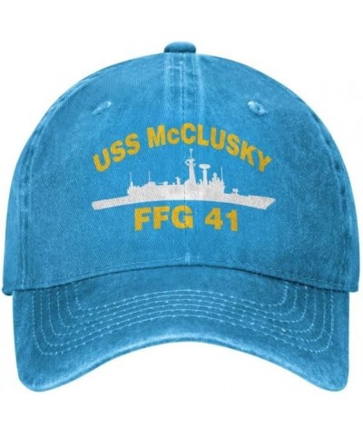 USS McClusky FFG 41 Flag Baseball Caps Denim Hats Cowboy Knit hat Fisherman's hat Blue $18.20 Baseball Caps