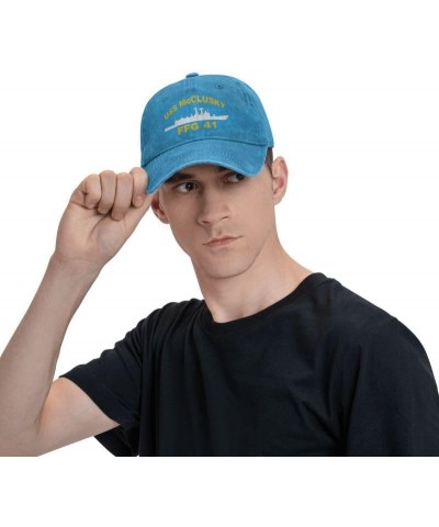 USS McClusky FFG 41 Flag Baseball Caps Denim Hats Cowboy Knit hat Fisherman's hat Blue $18.20 Baseball Caps