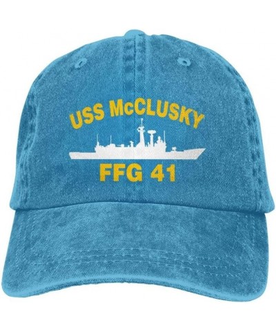 USS McClusky FFG 41 Flag Baseball Caps Denim Hats Cowboy Knit hat Fisherman's hat Blue $18.20 Baseball Caps