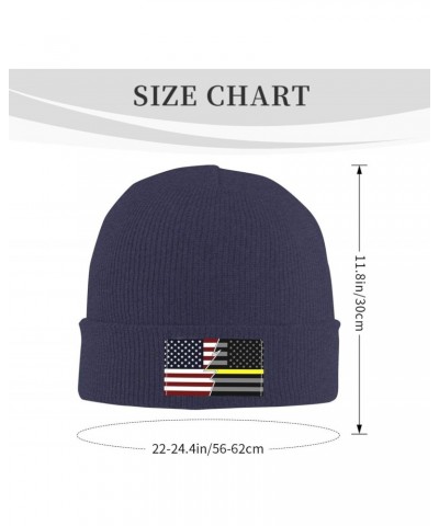 Ripped Style American and United States Thin Gold Line Flag Beanie Hat for Men Women Soft Warm Knit Skull Cap Winter Hats Ski...