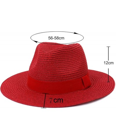 Fashion Spring Summer Beach Straw Hat Ribbon Breathable Sun Cap Casual Vacation Panama Fedoras Hat Brown $14.78 Sun Hats