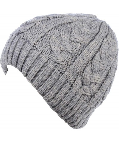 BYOS Womens Winter Knit Plush Fleece Lined Beanie Ski Hat Sk Skullie Various Styles Cable Gray $12.34 Skullies & Beanies