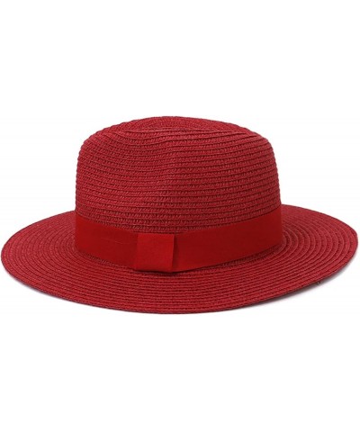 Fashion Spring Summer Beach Straw Hat Ribbon Breathable Sun Cap Casual Vacation Panama Fedoras Hat Brown $14.78 Sun Hats