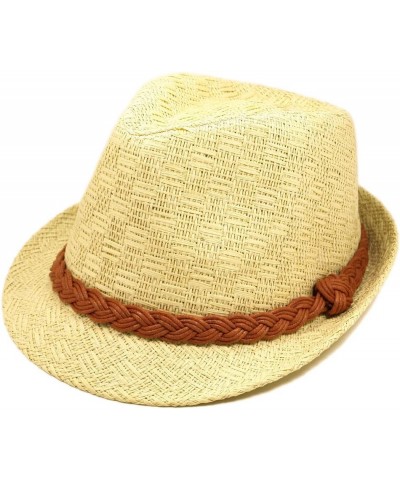 Classic Natural Fedora Straw Hat with Braided Band $8.79 Fedoras