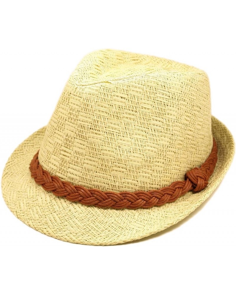 Classic Natural Fedora Straw Hat with Braided Band $8.79 Fedoras