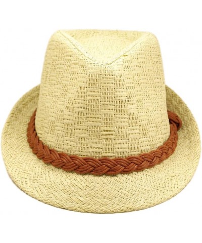 Classic Natural Fedora Straw Hat with Braided Band $8.79 Fedoras