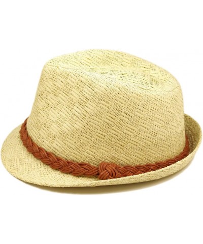 Classic Natural Fedora Straw Hat with Braided Band $8.79 Fedoras