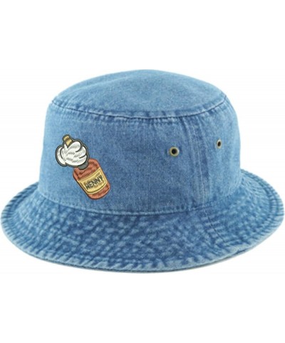 Adult Bucket Hat Mickey Hands Henny Embroidered Bucket Cap Casual Summer Travel Beach Sun Caps Denim $14.01 Bucket Hats