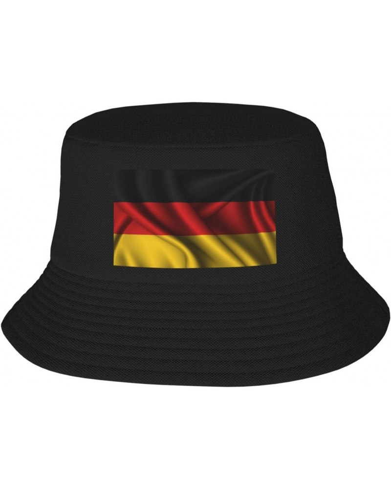 Silk Style Flag of Germany Bucket Hat for Women Men Bucket Hats Summer Sun Hats Beach Travel Fishing Golf Cap Black $10.56 Bu...