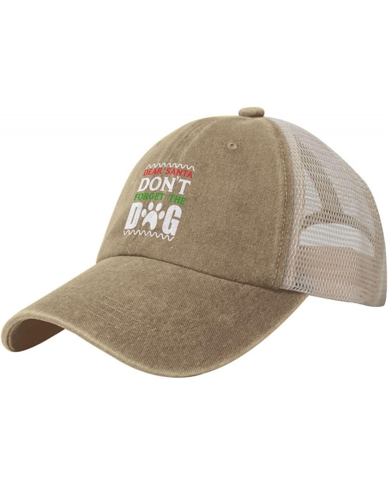 Dear Santa Don't Forget The Dog Retro Mesh Baseball Cap Men Women Sport Caps Trucker Hat Natural $12.96 Baseball Caps