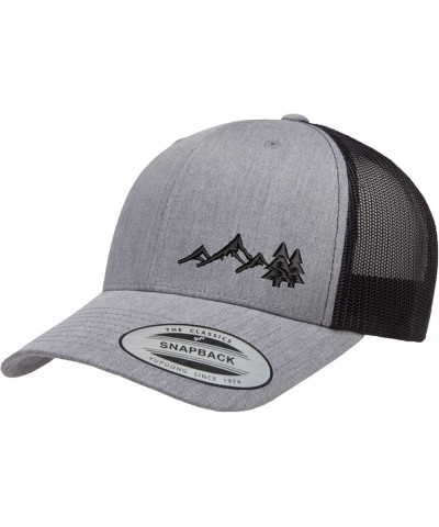 Embroidered Outdoors Mountain Trucker Snapback Cap Mesh Back Men and Women Heather/Black $15.09 Baseball Caps