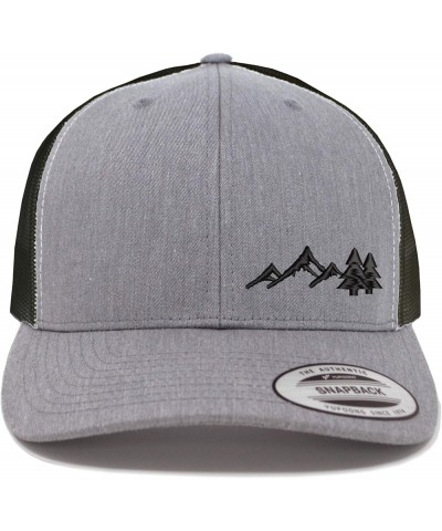 Embroidered Outdoors Mountain Trucker Snapback Cap Mesh Back Men and Women Heather/Black $15.09 Baseball Caps