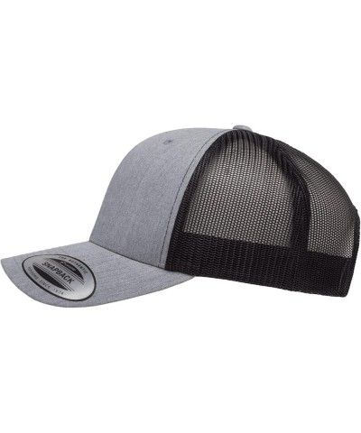 Embroidered Outdoors Mountain Trucker Snapback Cap Mesh Back Men and Women Heather/Black $15.09 Baseball Caps