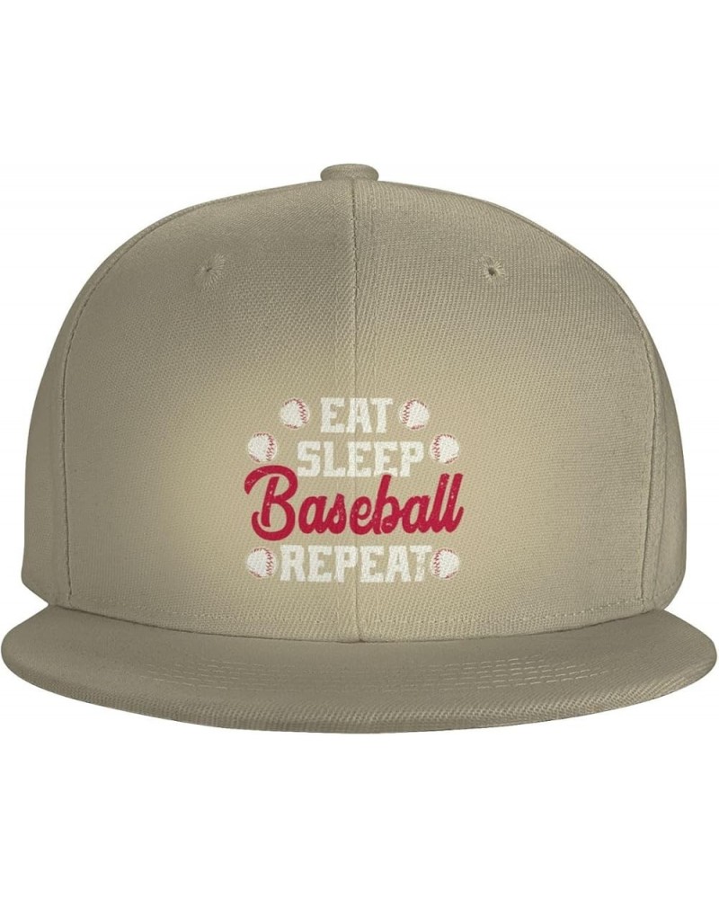 Eat Sleep Baseball Repeat Hat Funny Baseball Cap Flat Brim Hat Gift for Baseball Player for Men Women Black Brown $10.79 Base...