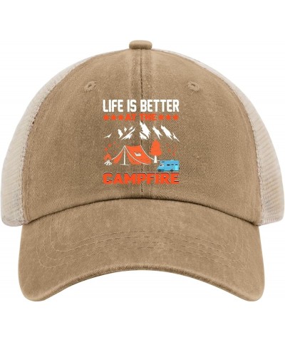 Life is Better at The Campfire Hat Youth Golf Hat AllBlack Womens Sun Hat Gifts for Son Baseball Caps Pigment Khaki02 $9.24 S...