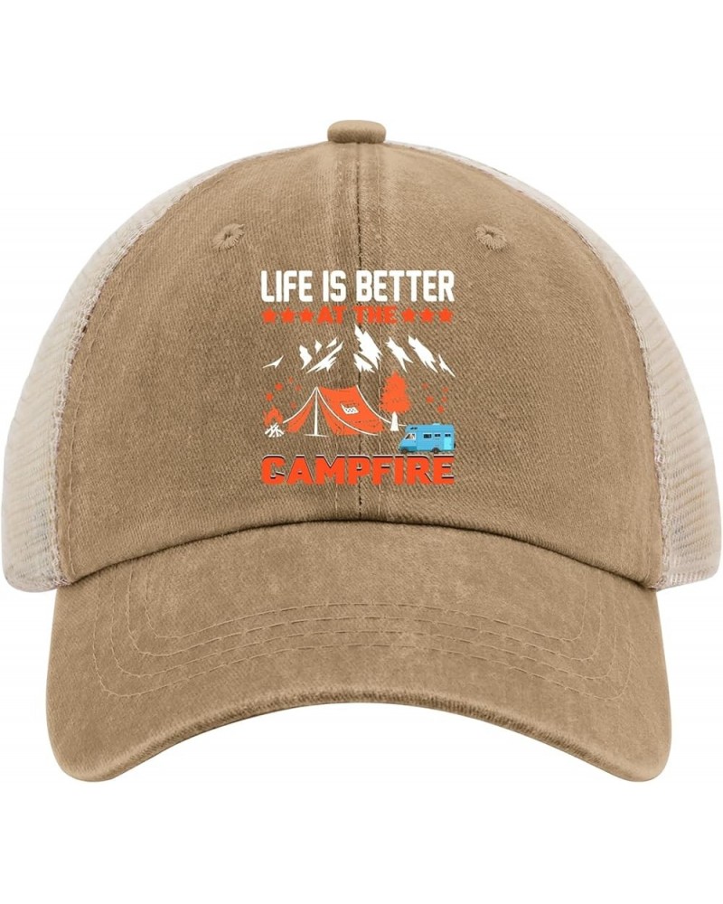 Life is Better at The Campfire Hat Youth Golf Hat AllBlack Womens Sun Hat Gifts for Son Baseball Caps Pigment Khaki02 $9.24 S...