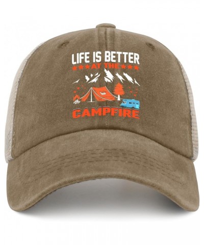 Life is Better at The Campfire Hat Youth Golf Hat AllBlack Womens Sun Hat Gifts for Son Baseball Caps Pigment Khaki02 $9.24 S...