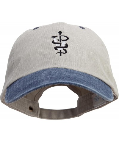 Veterinary Symbol Embroidered Pigment Dyed Wash Cap Beige Navy $20.61 Baseball Caps