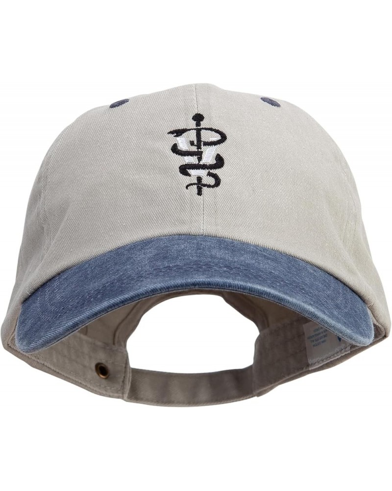 Veterinary Symbol Embroidered Pigment Dyed Wash Cap Beige Navy $20.61 Baseball Caps