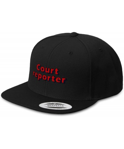 Snapback Hats for Men and Women Court Reporter Acrylic Flat Bill Baseball Black Design Only $13.60 Baseball Caps