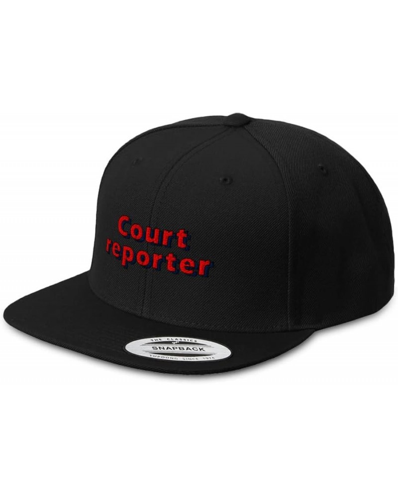 Snapback Hats for Men and Women Court Reporter Acrylic Flat Bill Baseball Black Design Only $13.60 Baseball Caps