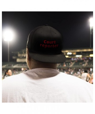 Snapback Hats for Men and Women Court Reporter Acrylic Flat Bill Baseball Black Design Only $13.60 Baseball Caps