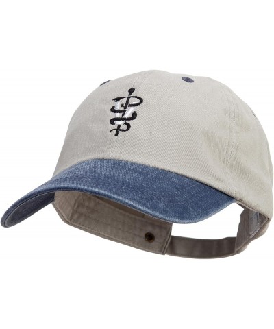 Veterinary Symbol Embroidered Pigment Dyed Wash Cap Beige Navy $20.61 Baseball Caps