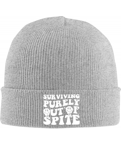 Surviving Purely Out of Spite Knit Winter Hats Cuffed Beanie Stocking Hat Ski Gift Gray $9.42 Skullies & Beanies