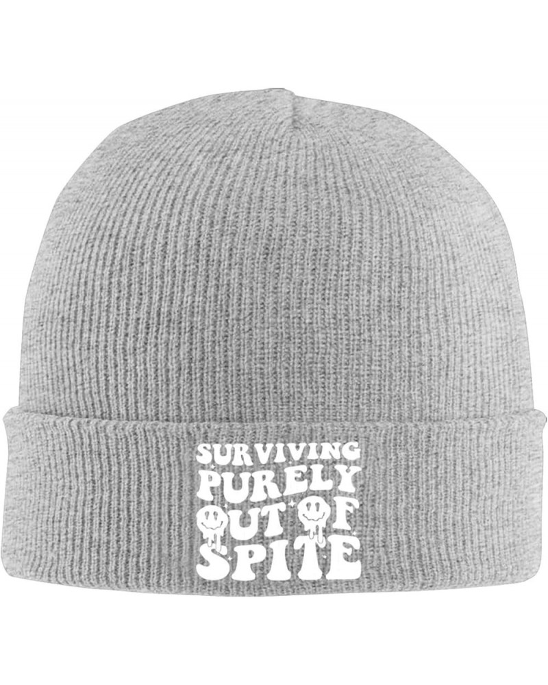 Surviving Purely Out of Spite Knit Winter Hats Cuffed Beanie Stocking Hat Ski Gift Gray $9.42 Skullies & Beanies