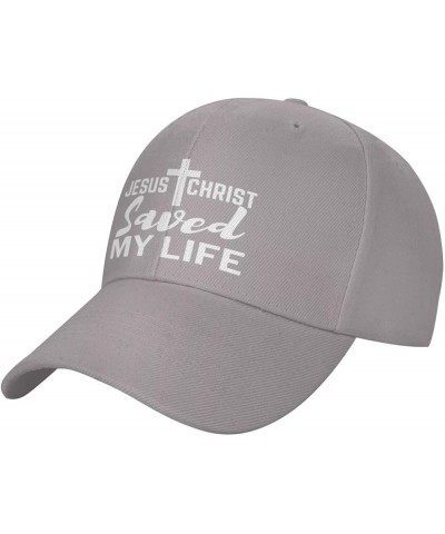 Jesus Christ Saved My Life Hat Christ Cross Christian 2024 Love Hat Men Women Baseball Cap Trucker Hat Gray $11.21 Baseball Caps