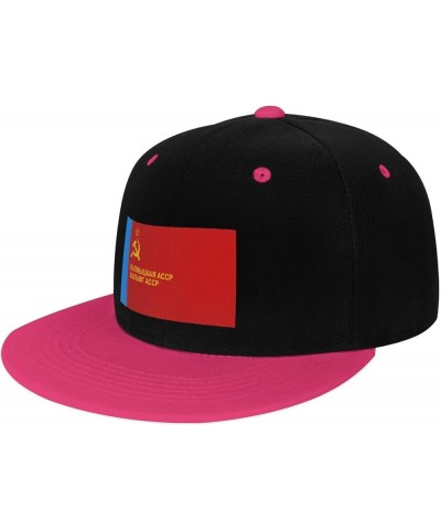 Flag of Kalmyk Assr (1) Snapback Hat for Men Women Baseball Cap Trucker Flat Bill Hats Dad Caps Pink $10.91 Baseball Caps