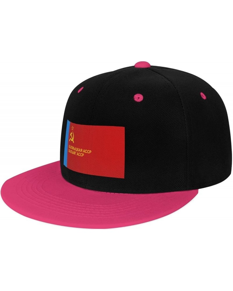 Flag of Kalmyk Assr (1) Snapback Hat for Men Women Baseball Cap Trucker Flat Bill Hats Dad Caps Pink $10.91 Baseball Caps