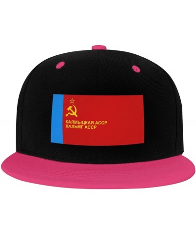 Flag of Kalmyk Assr (1) Snapback Hat for Men Women Baseball Cap Trucker Flat Bill Hats Dad Caps Pink $10.91 Baseball Caps