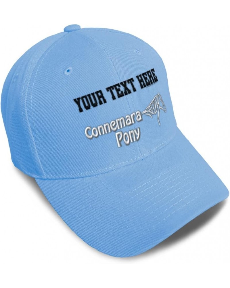 Custom Baseball Cap Connemara Pony Horses Breed Acrylic Pony Dad Hats for Men and Women Light Blue Personalized Text Here $10...