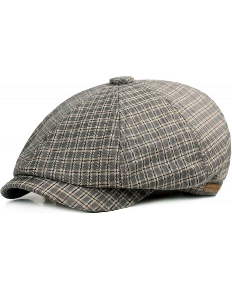 Men's Plaid Octagonal Ivy Newsboy Cabbie Gatsby Beret Painter Hat Cap Grey $13.33 Newsboy Caps