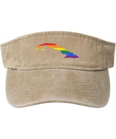 LGBT Flag Map of Cuba Sun Visor Hats for Women Men Sun Hat Vintage Golf Hat Adjustable Baseball Cap Natural $10.15 Visors